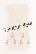 PINK HOUSE / 苺ニットモチーフ付き前開きニットベスト  アイボリー O-26-04-06-091-LO-TO-IG-OS