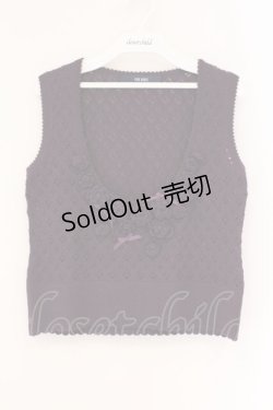 画像1: PINK HOUSE / フラワーモチーフアンダーバストニットベスト  パープル O-26-04-06-093-LO-TO-IG-OS