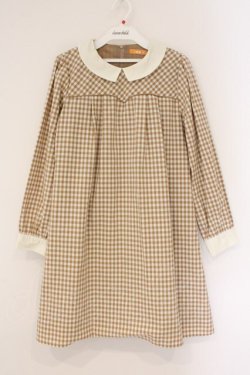 画像1: Fi.n.t / チェックAラインワンピース  ベージュ O-26-04-06-097-CA-OP-IG-OS