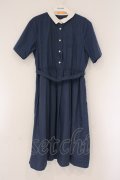 Fi.n.t / リボンタイ付きクレリックシャツワンピース  ネイビー O-26-04-06-100-CA-OP-IG-OS