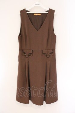 画像1: Fi.n.t / ビットフラップVネックジャンパースカート  ブラウン O-26-04-06-101-CA-OP-IG-OS