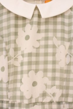 画像2: Fi.n.t / マーガレットギンンガムチェックシフォン半袖ワンピース  グリーン×アイボリー O-26-04-06-103-CA-OP-IG-OS