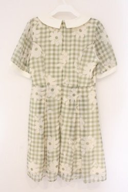 画像3: Fi.n.t / マーガレットギンンガムチェックシフォン半袖ワンピース  グリーン×アイボリー O-26-04-06-103-CA-OP-IG-OS