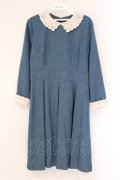 an another angelus / カットワークレースクレリックワンピース  ブルー×オフシロ O-26-04-06-105-CA-OP-IG-OS