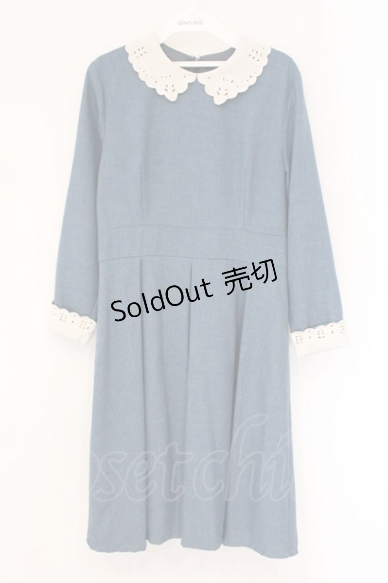 画像1: an another angelus / カットワークレースクレリックワンピース  ブルー×オフシロ O-26-04-06-105-CA-OP-IG-OS (1)