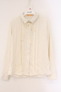 画像1: Fi.n.t / レースリボンタイ付きブラウス  オフシロ O-26-04-06-124-CA-BL-IG-OS