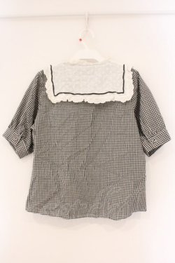 画像3: Fi.n.t / ライン使いコットンレースヨークブラウス  クロ×シロ O-26-04-06-125-CA-BL-IG-OS