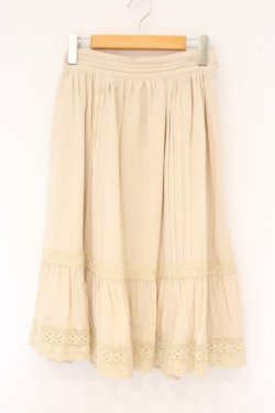 画像1: Fi.n.t / クロシェレース使いピンタックギャザースカート  アイボリー O-26-04-06-015-CA-SK-IG-OS