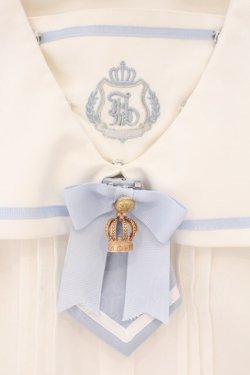 画像2: Amavel / Crown Emblemスクエアセーラーブラウス F シロｘサックス O-26-04-06-002-CA-BL-YM-OS