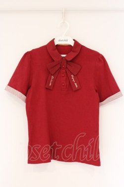 画像1: Fi.n.t / ロゴ刺繍タイポロシャツ  アカ O-26-04-06-023-CA-TO-IG-OS