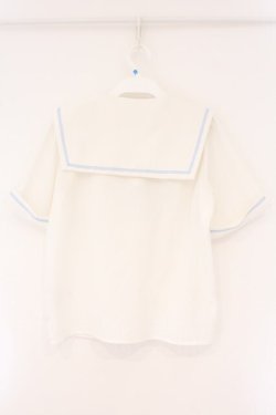 画像4: Amavel / Crown Emblemスクエアセーラーブラウス F シロｘサックス O-26-04-06-002-CA-BL-YM-OS