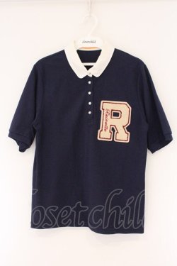 画像1: Fi.n.t / レタードワッペンポロシャツ  ネイビー×シロ O-26-04-06-026-CA-TO-IG-OS