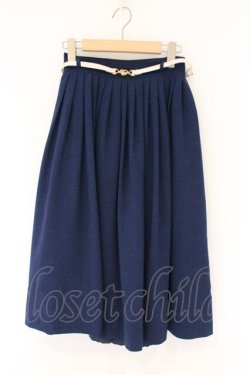 画像1: an another angelus / ビットベルト付きタックスカート  ネイビー O-26-04-06-027-CA-SK-IG-OS
