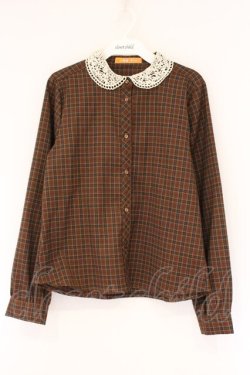 画像1: Fi.n.t / レース衿チェックシャツ  ブラウン O-26-04-06-028-CA-BL-IG-OS