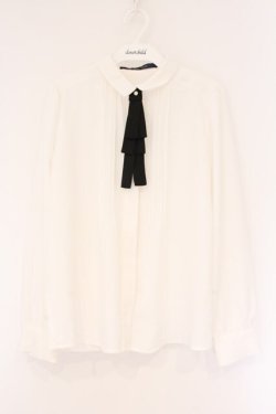 画像1: an another angelus / 多重リボンタイ付きピンタックブラウス  オフシロ O-26-04-06-029-CA-BL-IG-OS