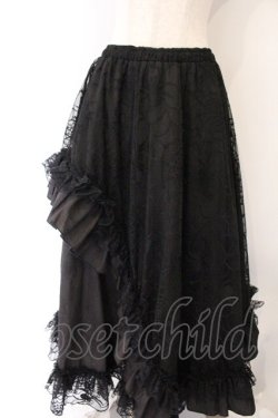 画像1: Qutie Frash / 蜘蛛メッシュロングスカート  ブラック O-26-04-07-047-QU-SK-OW-OS