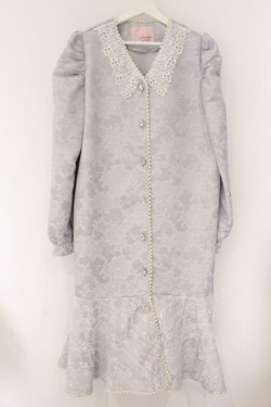 画像1: Swankiss / ジャガードワンピースコート  ブルーグレー O-26-04-07-059-CA-OP-OW-OS