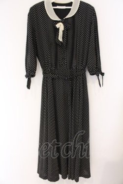 画像1: INGEBORG / ドットチュール襟ワンピース  クロ×アイボリー O-26-04-07-011-LO-OP-IG-OS