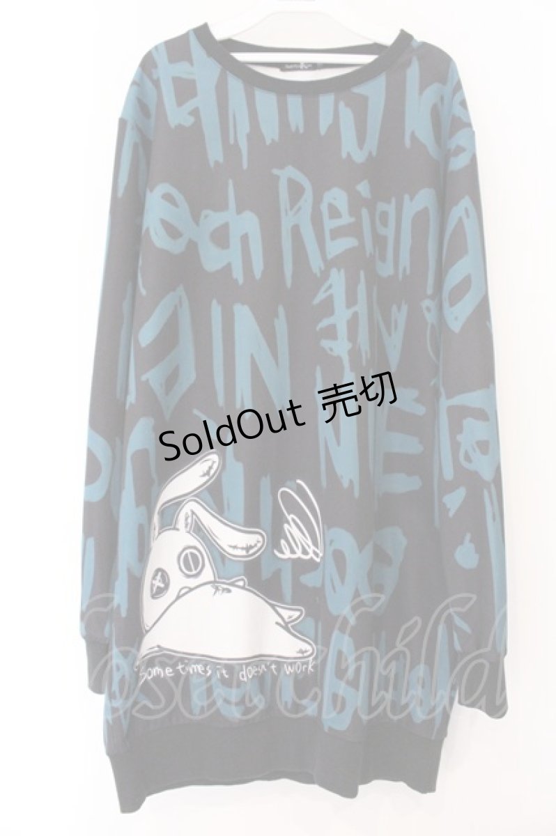 画像1: NieR Clothing / 転写ptプルオーバー F ブラック×グリーン O-26-04-07-014-PU-TO-OW-OS (1)