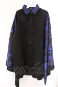 NieR Clothing / 着物風袖SHIRT【ROSE】　シャツ F ブラック×パープル O-26-04-07-015-PU-BL-OW-OS
