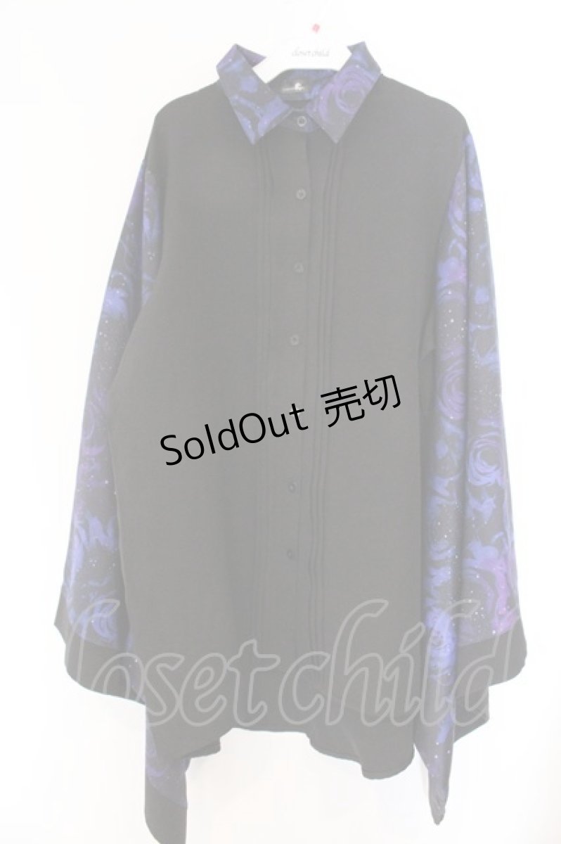 画像1: NieR Clothing / 着物風袖SHIRT【ROSE】　シャツ F ブラック×パープル O-26-04-07-015-PU-BL-OW-OS (1)