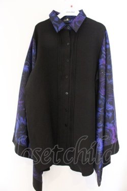 画像1: NieR Clothing / 着物風袖SHIRT【ROSE】　シャツ F ブラック×パープル O-26-04-07-015-PU-BL-OW-OS