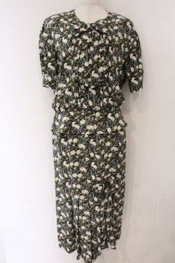 画像1: INGEBORG / フラワー総柄セットアップ  クロ O-26-04-07-017-LO-OP-IG-OS