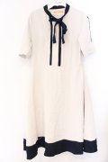 Fi.n.t / バイカラーボウタイワンピース  アイボリー×ネイビー O-26-04-07-004-CA-OP-IG-OS