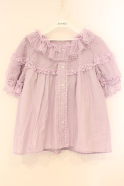 画像1: 猫与 鈴草 / ドットチュールスリーブブラウス L ラベンダー O-26-04-09-028-LO-BL-IG-OS