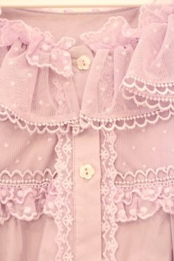 画像2: 猫与 鈴草 / ドットチュールスリーブブラウス L ラベンダー O-26-04-09-028-LO-BL-IG-OS