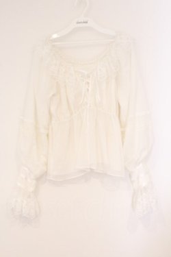 画像1: LOLITA他 / ラメ楊柳ブラウス  シロ O-26-04-09-032-LO-BL-IG-OS