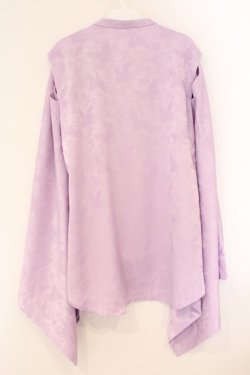 画像4: rezen / 鶴ジャガード狩衣風和袖シャツ M 藤色 O-26-04-09-034-LO-BL-IG-OS