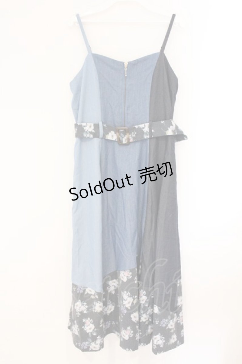 画像1: axes femme / パッチワークワンピース M ブルー O-26-04-09-037-AX-OP-IG-OS (1)