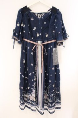 画像1: axes femme / ボタニカルスカーフ柄ワンピース F ネイビー O-26-04-09-038-AX-OP-IG-OS