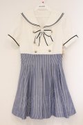 Secret Honey / ストライプセーラーワンピース 2 シロ×ブルー O-26-04-09-039-CA-OP-IG-OS