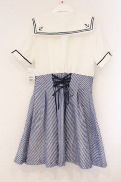 画像3: Secret Honey / ストライプセーラーワンピース 2 シロ×ブルー O-26-04-09-039-CA-OP-IG-OS