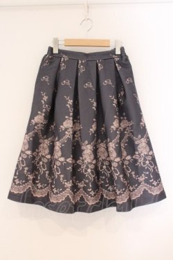 画像1: axes femme / リボンプリントスカート  ネイビー×ベージュ O-26-04-09-041-AX-SK-IG-OS