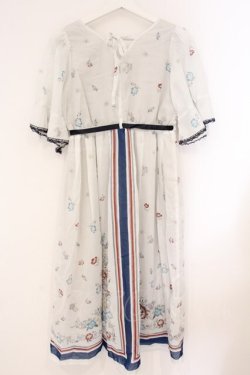 画像3: axes femme / ボタニカルスカーフ柄ワンピース F オフシロ×ネイビー O-26-04-09-042-AX-OP-IG-OS