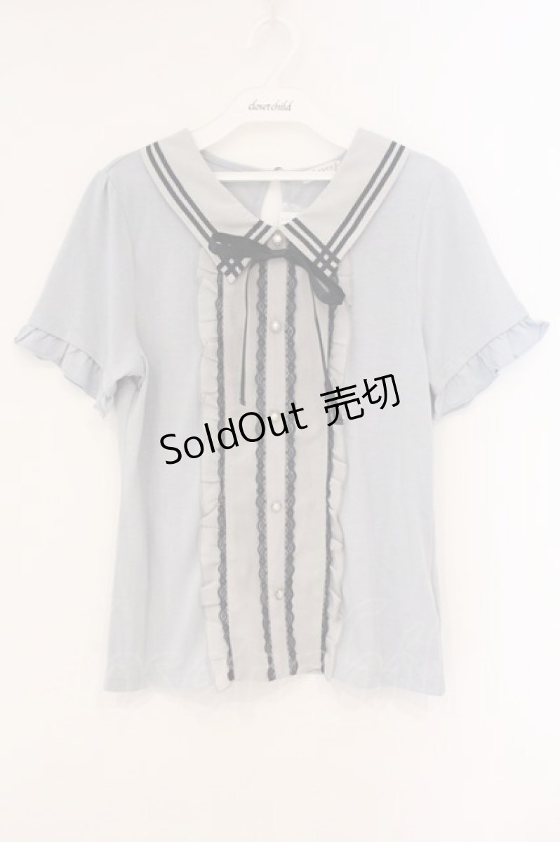 画像1: axes femme / セーラーブロッキングプルオーバー M サックス O-26-04-09-051-AX-TO-OW-OS (1)