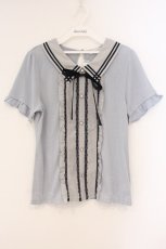 画像1: axes femme / セーラーブロッキングプルオーバー M サックス O-26-04-09-051-AX-TO-OW-OS (1)