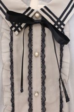 画像2: axes femme / セーラーブロッキングプルオーバー M サックス O-26-04-09-051-AX-TO-OW-OS (2)