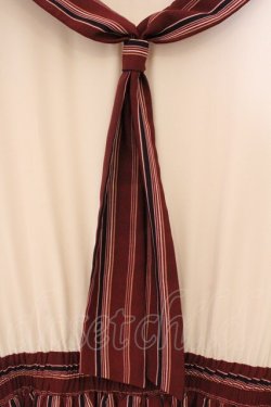 画像2: axes femme / ストライプセーラーワンピース M ワイン×キナリ O-26-04-09-052-AX-OP-OW-OS