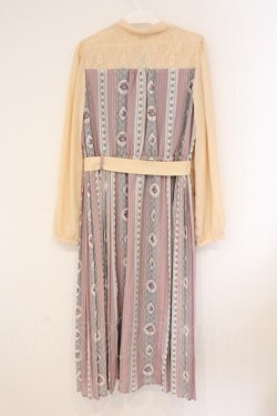 画像3: axes femme / レトロモチーフボータイワンピース M キナリ O-26-04-09-054-AX-OP-OW-OS