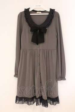 画像1: axes femme POETIQUE / ドットフリルカットワンピース M グレー O-26-04-09-055-AX-OP-OW-OS