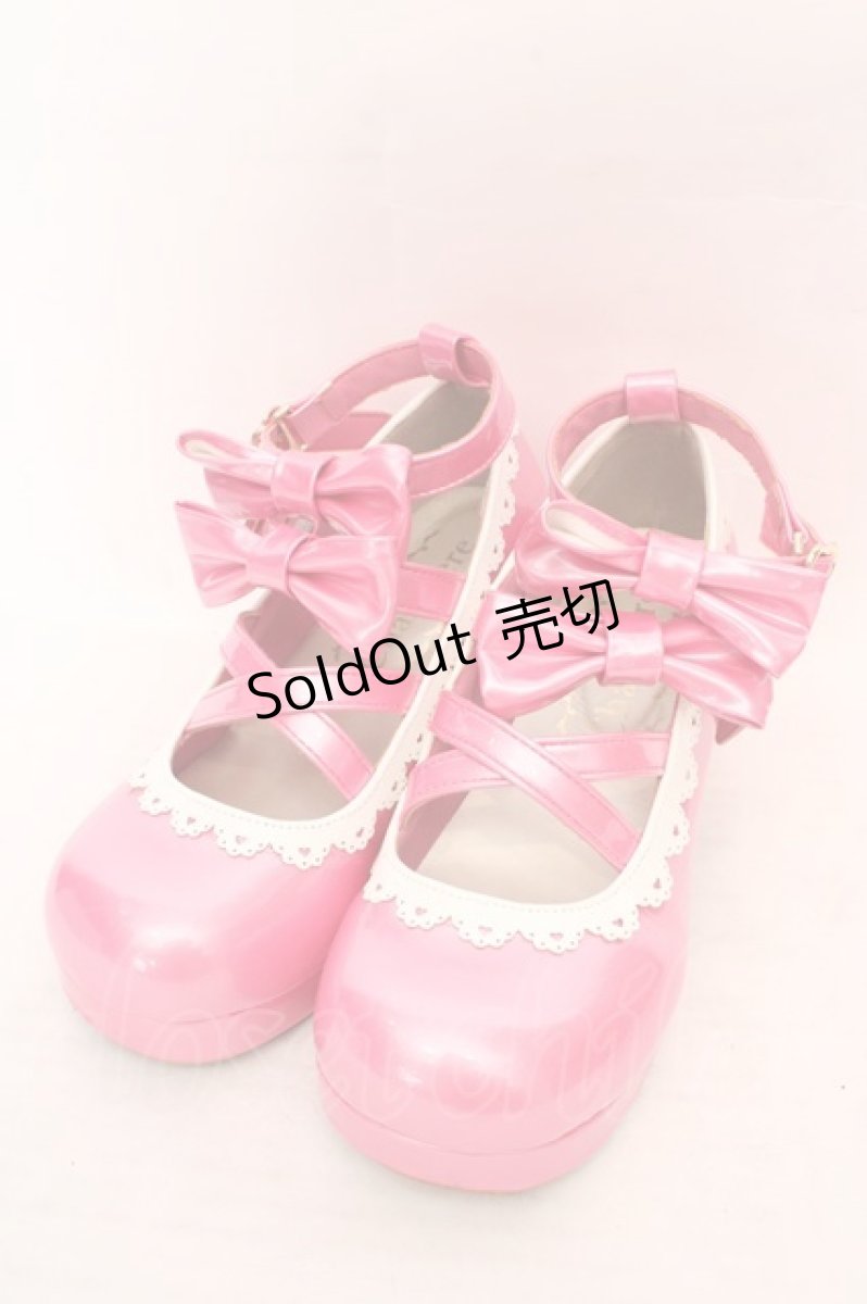 画像1: Chalmiere / ダブルリボンスカラップパンプス S 濃ピンク O-26-04-09-1058-0-SH-OW-ZTK052 (1)