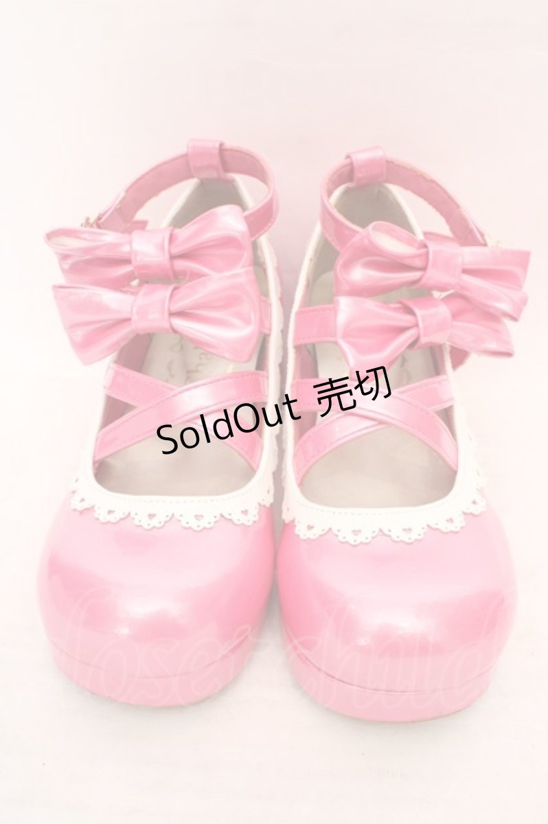 画像2: Chalmiere / ダブルリボンスカラップパンプス S 濃ピンク O-26-04-09-1058-0-SH-OW-ZTK052 (2)