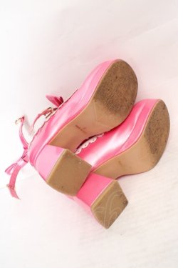 画像4: Chalmiere / ダブルリボンスカラップパンプス S 濃ピンク O-26-04-09-1058-0-SH-OW-OS