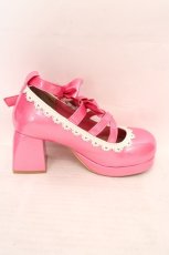 画像5: Chalmiere / ダブルリボンスカラップパンプス S 濃ピンク O-26-04-09-1058-0-SH-OW-ZTK052 (5)