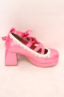 画像5: Chalmiere / ダブルリボンスカラップパンプス S 濃ピンク O-26-04-09-1058-0-SH-OW-OS