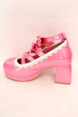 画像7: Chalmiere / ダブルリボンスカラップパンプス S 濃ピンク O-26-04-09-1058-0-SH-OW-OS